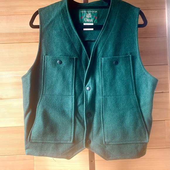 Orvis Other - Vintage Orvis Forest Green Wool Vest Multiple Pockets Large